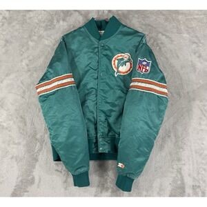 Vintage Miami Dolphins Starter Jacket Mens M 80s 90s NFL Satin Bomber USA Green